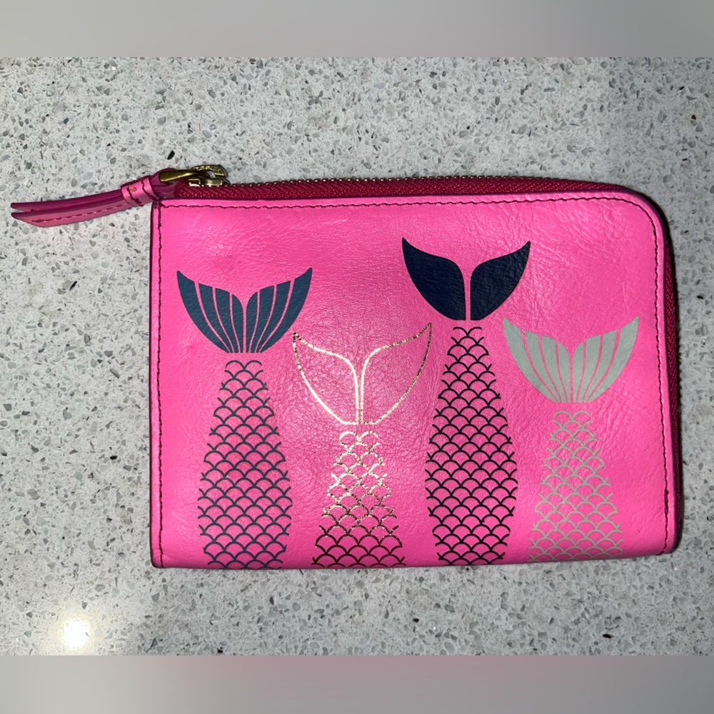 Fossil RFID wallet - pink with mermaids. New without tags